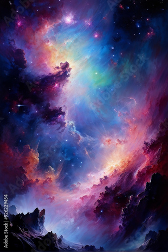 Starry Galaxy and Nebula Fantasy Background