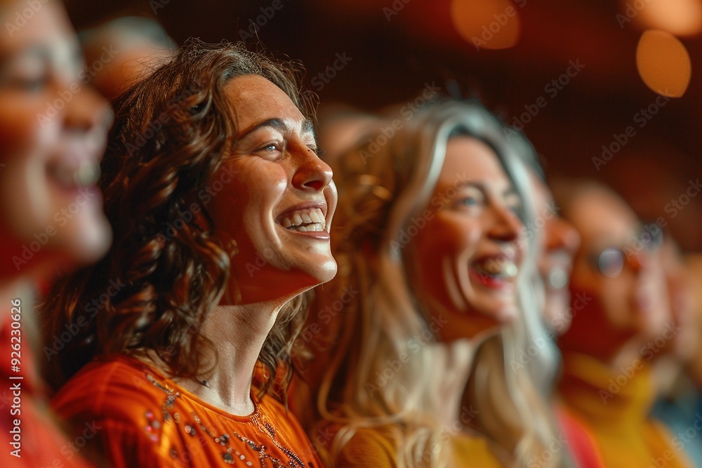 A group of people are smiling and watching a show. Scene is happy and joyful A group of people are smiling and watching a show. Scene is happy and joyful
