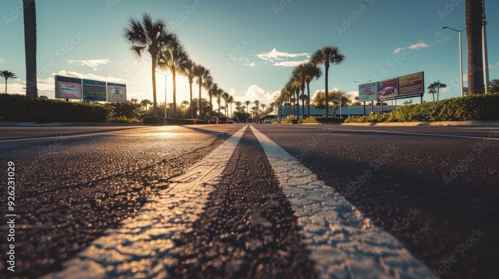 Obraz premium Straße bei Sonnenlicht - Generative AI