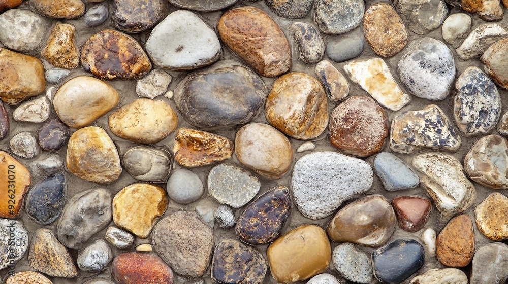 Textured Brown Stone Wall with Close-Up Pebbles - Abstract Background Design Textured Brown Stone Wall with Close-Up Pebbles - Abstract Background Design