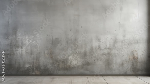 Empty room with a textured concrete wall and a light wood floor.