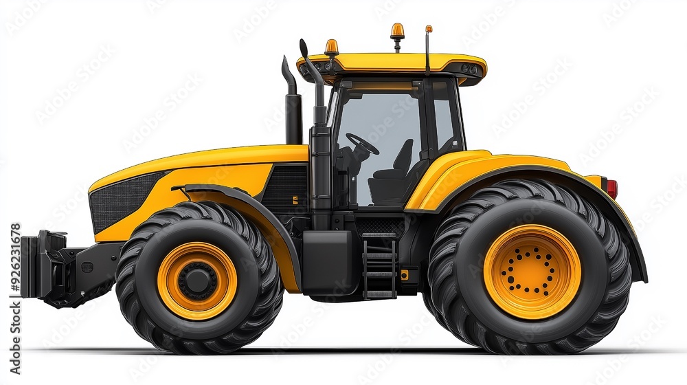 Fototapeta premium Tractor for agriculture in yellow color