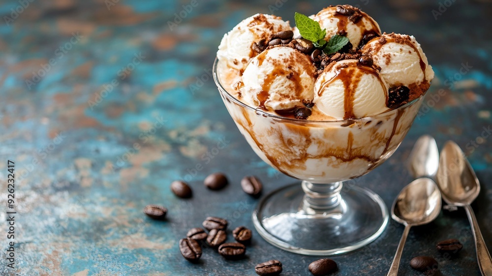 Indulgent Affogato - A Decadent Fusion of Italian Gelato and Espresso with Selective Focus Indulgent Affogato - A Decadent Fusion of Italian Gelato and Espresso with Selective Focus