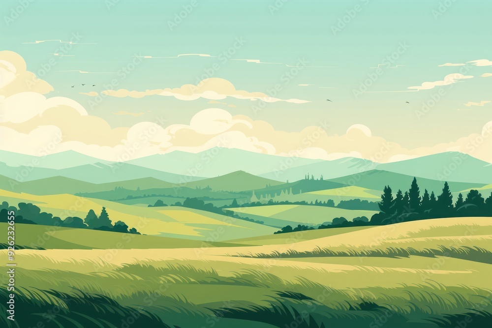 Green field landscape grassland outdoors. Green field landscape grassland outdoors.