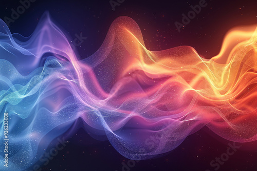 abstract technology background features a stunning display of colorful waves and intricate smoke-like designs, creating a visually captivating and dynamic vector that embodies essence of modern techn