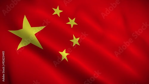 China flag waving in the wind. High quality 4K seamless loop animation video