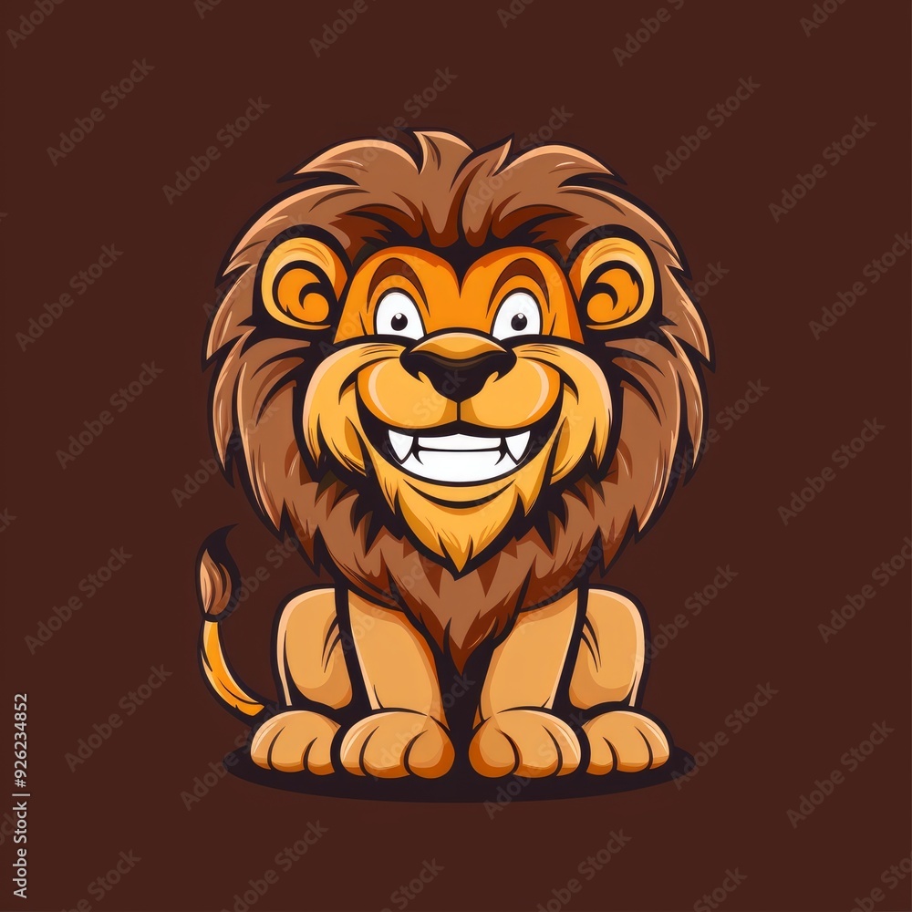 Positive and happy cartoon lion mascot, illustration of a cheerful character Positive and happy cartoon lion mascot, illustration of a cheerful character