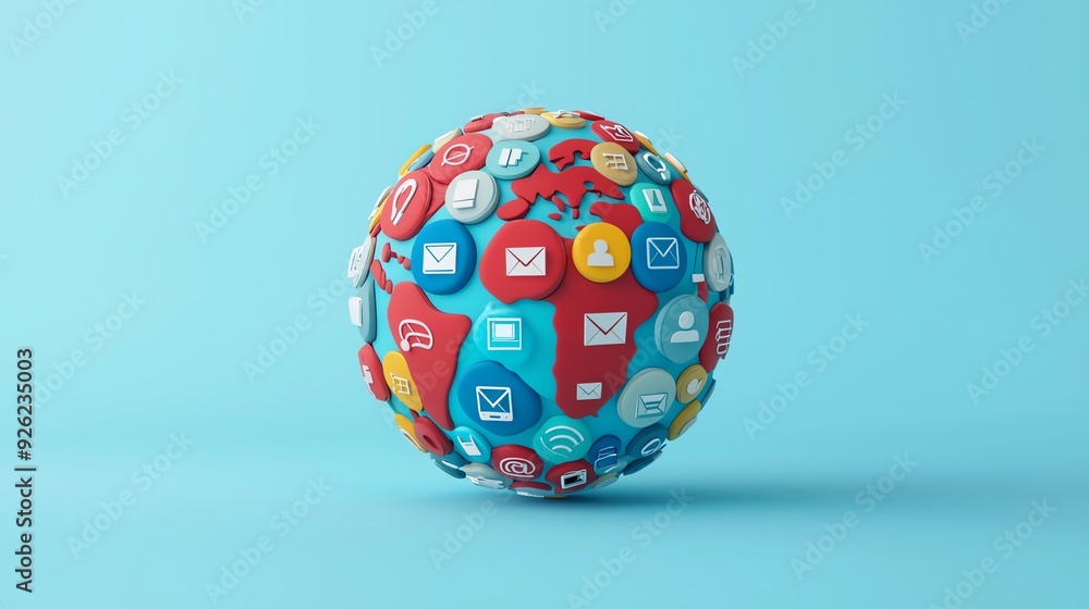 A 3D globe with search engine icons orbiting around it, symbolizing global internet connectivity A 3D globe with search engine icons orbiting around it, symbolizing global internet connectivity