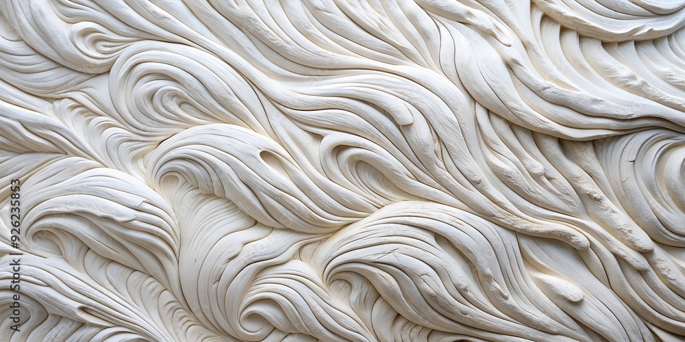 Abstract white background with waves. Three-dimensional illustration. Layers and geometric shapes on white background. Imitation of wood carving Abstract white background with waves. Three-dimensional illustration. Layers and geometric shapes on white background. Imitation of wood carving
