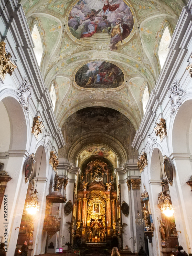 Fototapeta premium Interior view of the Mariahilfer church in Austria