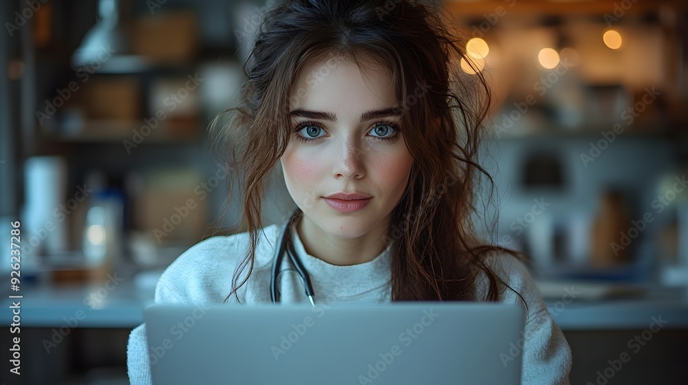 young female doctor reviews patient health reports on laptop while seated in a modern minimalist office. healthcare and medical consulting, digital health records young female doctor reviews patient health reports on laptop while seated in a modern minimalist office. healthcare and medical consulting, digital health records