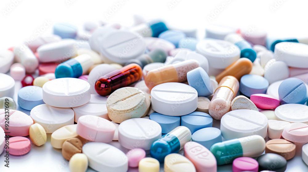 Medicine pills, tablets and capsules on a white background. Medicine pills, tablets and capsules on a white background.
