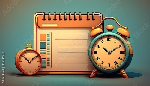 Calendar 3D render alarm clock,serving as a visual reminder for an upcoming event or meeting.desk calendar, 3d calendar, checkmark icons, marked date, notification bell isolated, schedule appointment,