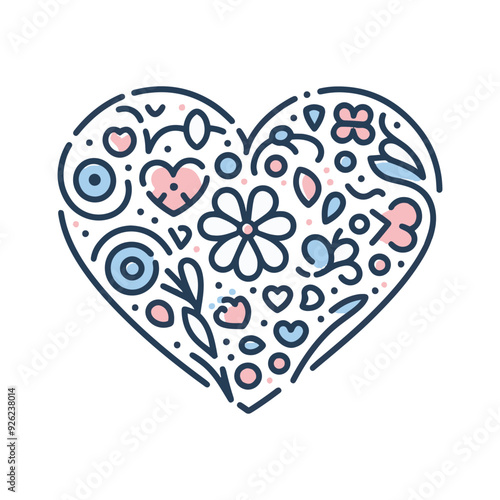 heart with ornament graphics elements isolated vector  on white background 