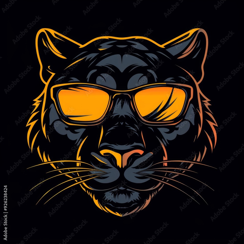 Obraz premium Vibrant illustration of a stylish panther wearing sunglasses