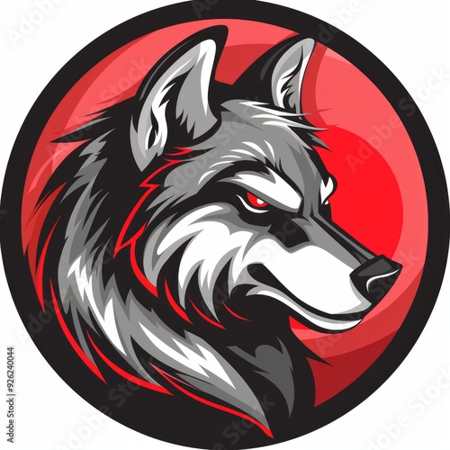 Wallpaper Mural Illustration of a cartoon wolf mascot in a circular frame Torontodigital.ca