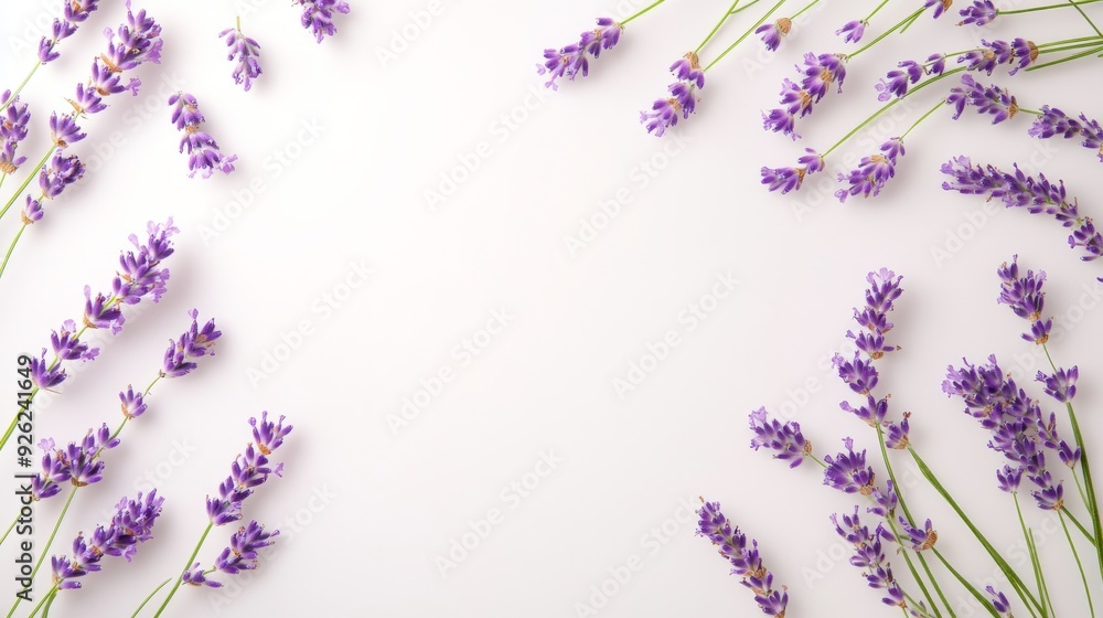 border frame lavender flower on white table border frame lavender flower on white table