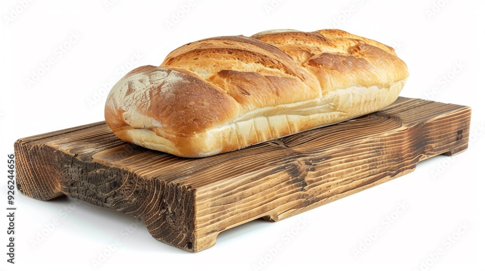 Rustic Wooden Bread Baking Block on White Background Rustic Wooden Bread Baking Block on White Background