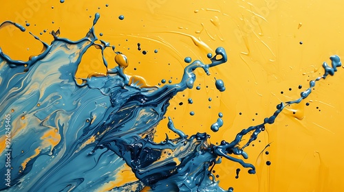 Slate blue splash on a sunny yellow background. Cool and warm contrast.
