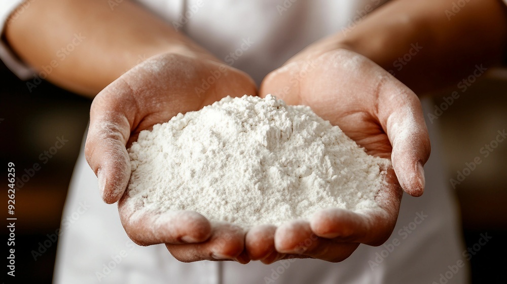 Skilled Baker's Hands Kneading Dough on Rustic Wooden Surface with Sprinkled Flour Skilled Baker's Hands Kneading Dough on Rustic Wooden Surface with Sprinkled Flour
