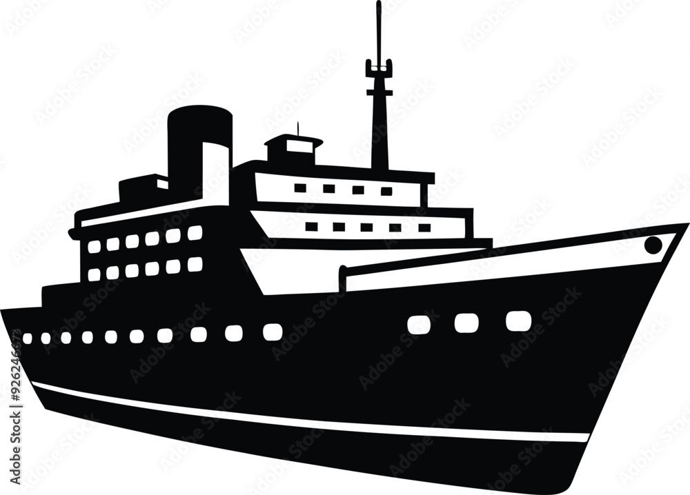 Vessel ship silhouette illustration black and white Vessel ship silhouette illustration black and white