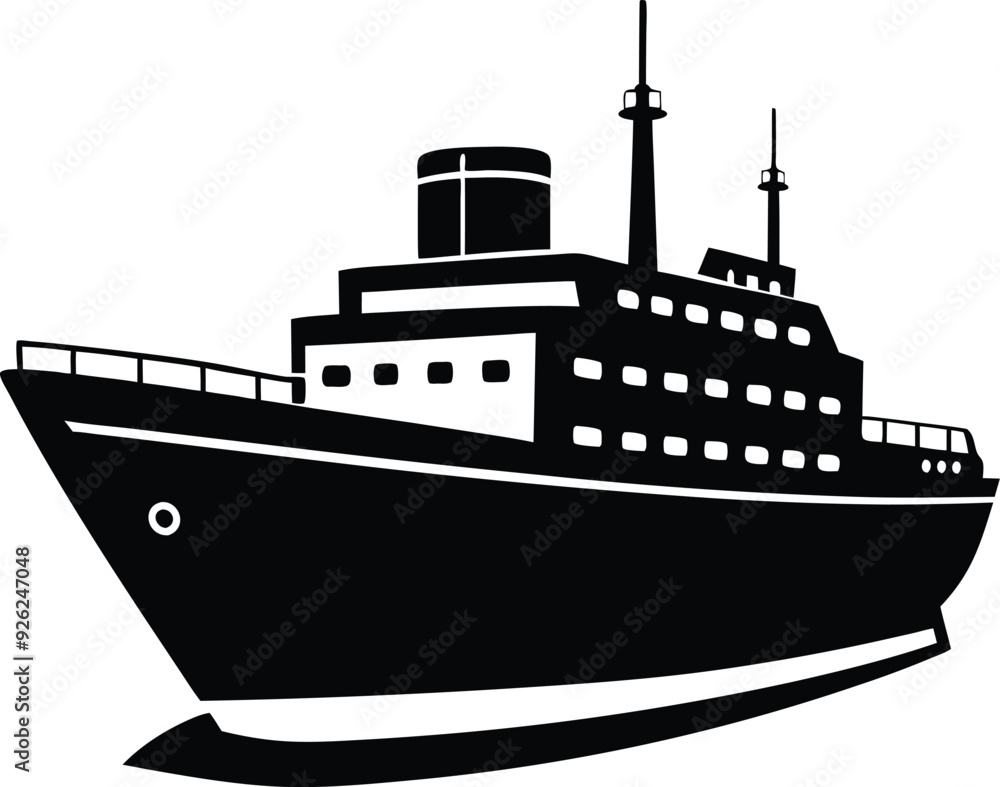 Vessel ship silhouette illustration black and white Vessel ship silhouette illustration black and white