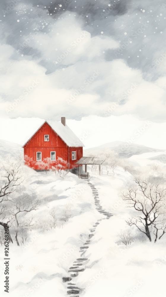 Naklejka premium Nature house snow architecture.