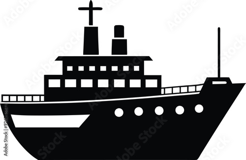 Vessel ship silhouette illustration black and white