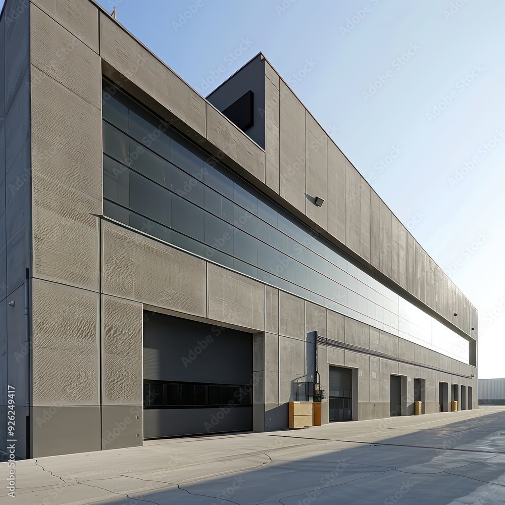 warehouse, the factory is built with prefabricated steel and concrete ...
