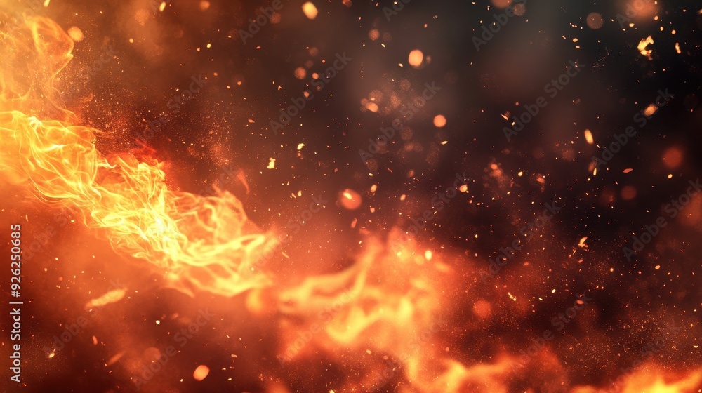 A dynamic abstract representation of fire with glowing embers and smoke. A dynamic abstract representation of fire with glowing embers and smoke.