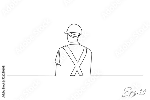 continuous line vector illustration design of construction foreman man