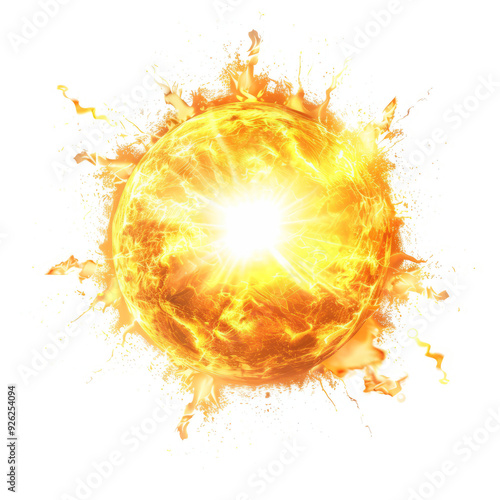A solar flare explosion, a lens flare effect with intense, explosive energy.