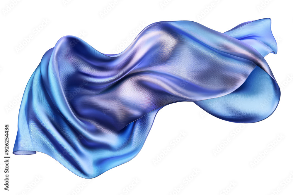 Obraz premium Silk satin cloth fabric with smooth folds, flying on transparent background,