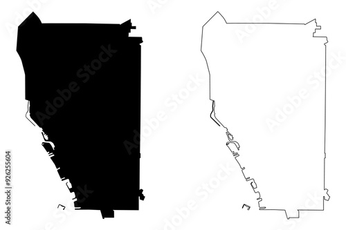 Buffalo City (United States cities, United States of America, usa city) map vector illustration, scribble sketch City of Buffalo map