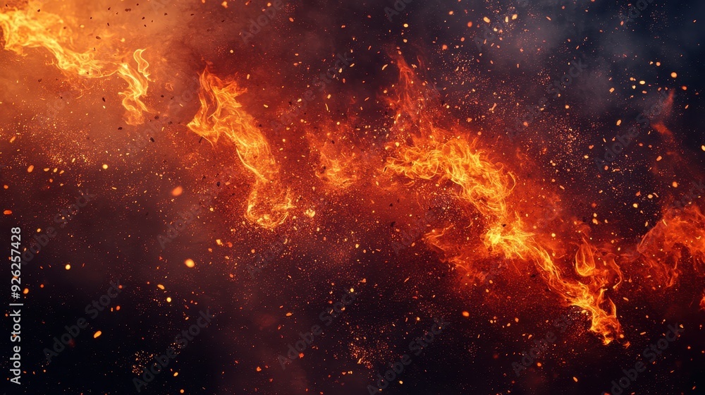 A dynamic representation of fire and embers against a dark background, conveying energy and intensity. A dynamic representation of fire and embers against a dark background, conveying energy and intensity.