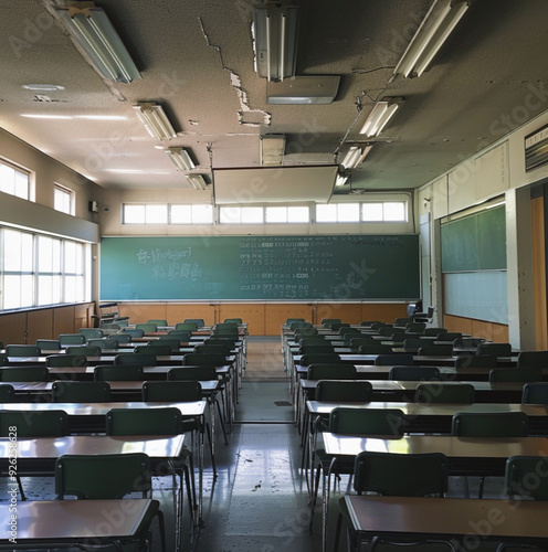 The atmosphere in an empty unicersity classroom photo