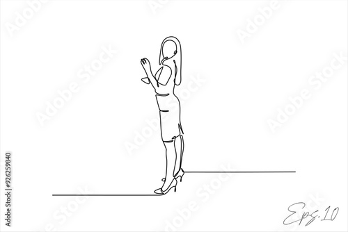 continuous line of women standing