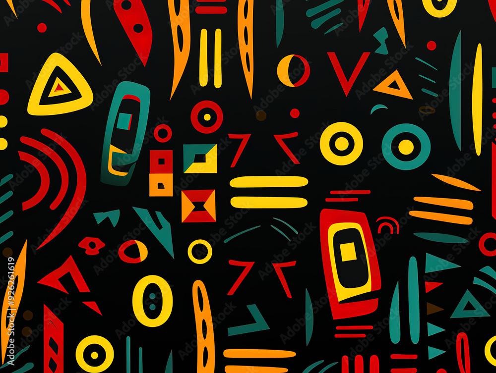 Seamless kwanzaa pattern set with colored leopard print and geomerrical seamless pattern anim Seamless kwanzaa pattern set with colored leopard print and geomerrical seamless pattern anim