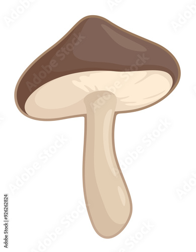 Vector clip art with stylized brown mushroom isolated on the white background