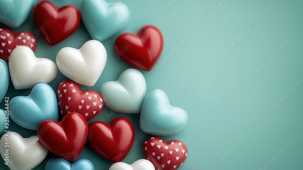 Red, white, and blue hearts, World Kindness Day in the USA Red, white, and blue hearts, World Kindness Day in the USA