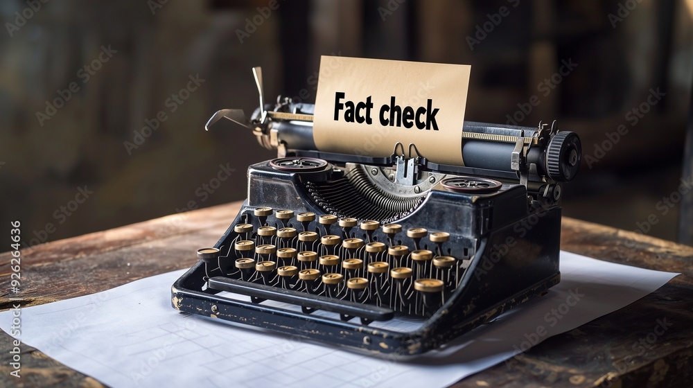 Vintage typewriter with 'fact check' paper symbolizes the importance of ...
