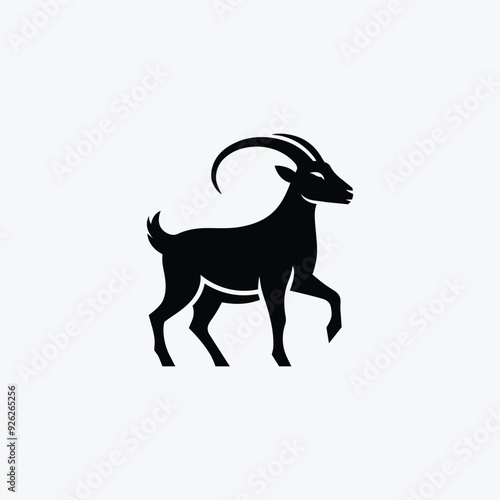 The Goat With Horns Vector Silhouette