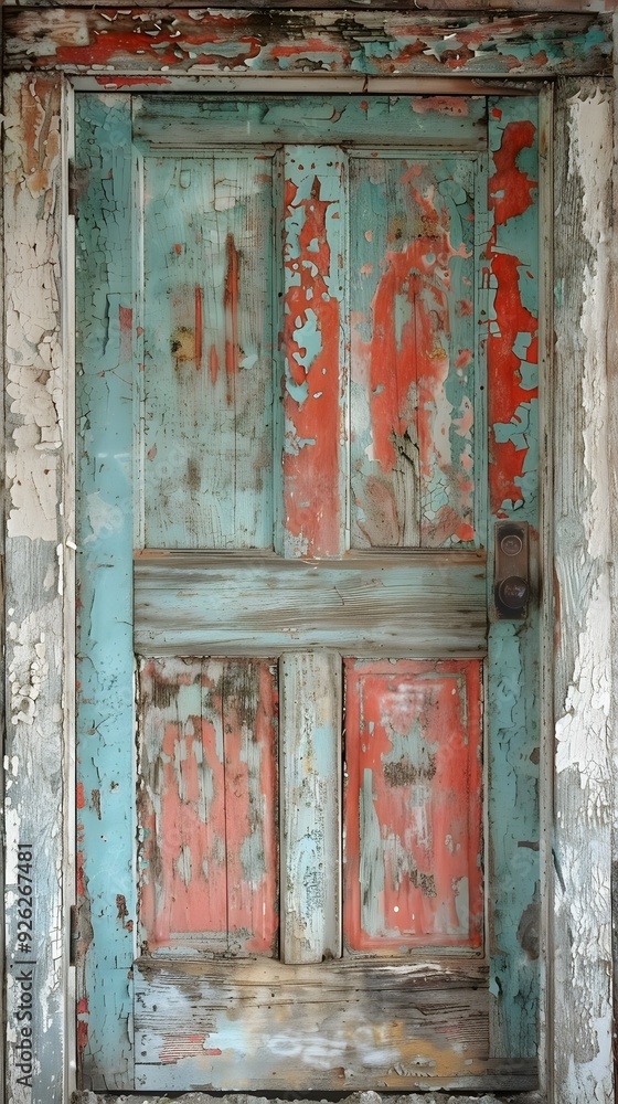 Weathered Wooden Door with Peeling Paint. Weathered Wooden Door with Peeling Paint.