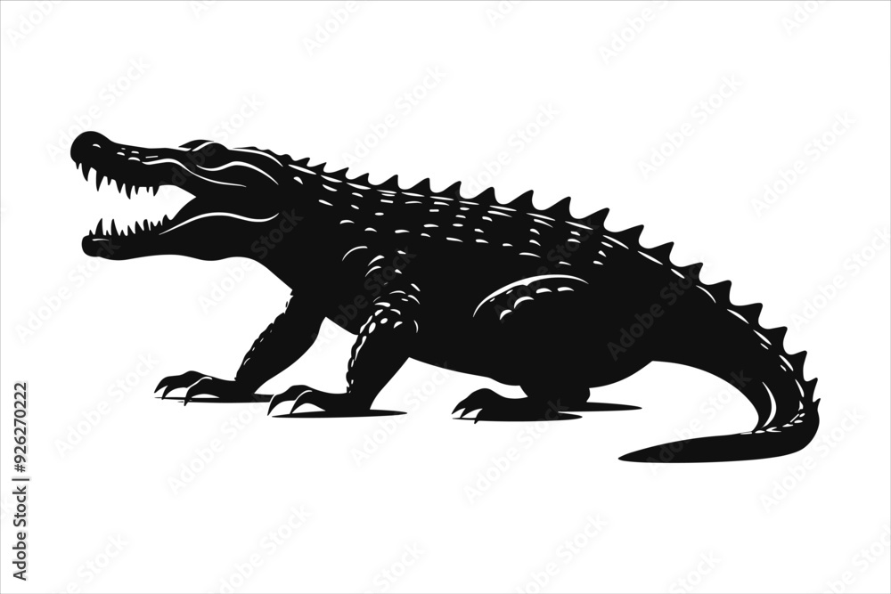 Crocodile Silhouette, isolated black Crocodile Silhouette in white background, alligator Silhouette Crocodile Silhouette, isolated black Crocodile Silhouette in white background, alligator Silhouette