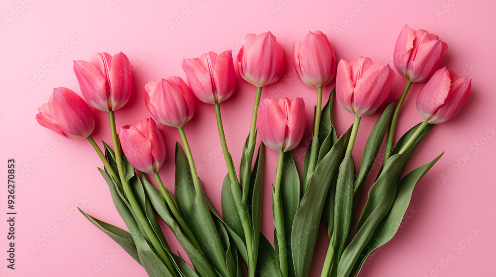 Vibrant single rose on a pink background with soft shadow Closeup shot of a vibrant pink rose in full bloom surrounded by green leaves in a garden, Generative Ai Vibrant single rose on a pink background with soft shadow Closeup shot of a vibrant pink rose in full bloom surrounded by green leaves in a garden, Generative Ai