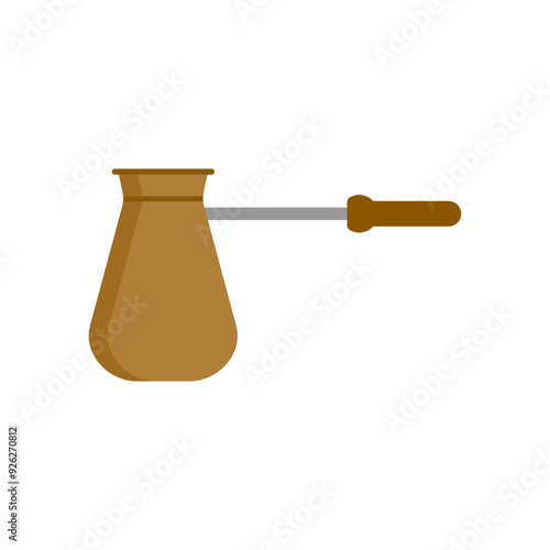 Wallpaper Mural turkish coffee pot flat design vector illustration. coffee cezve illustration. Classic copper cezve with wooden handle equipment for cooking aromatic beverage Torontodigital.ca