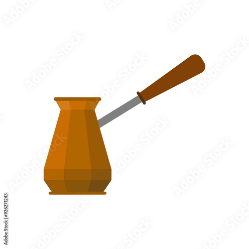 Wallpaper Mural turkish coffee pot flat design vector illustration. coffee cezve illustration. Classic copper cezve with wooden handle equipment for cooking aromatic beverage Torontodigital.ca