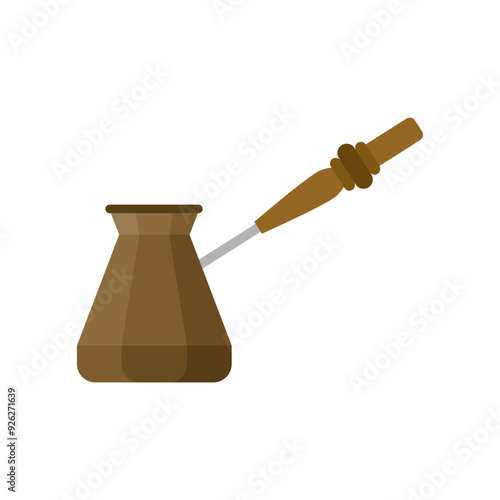 Wallpaper Mural turkish coffee pot flat design vector illustration. coffee cezve illustration. Classic copper cezve with wooden handle equipment for cooking aromatic beverage Torontodigital.ca