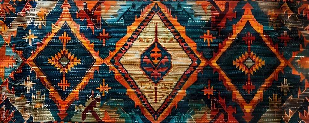 Colorful Geometric Pattern on Fabric Textile Illustration Colorful Geometric Pattern on Fabric Textile Illustration