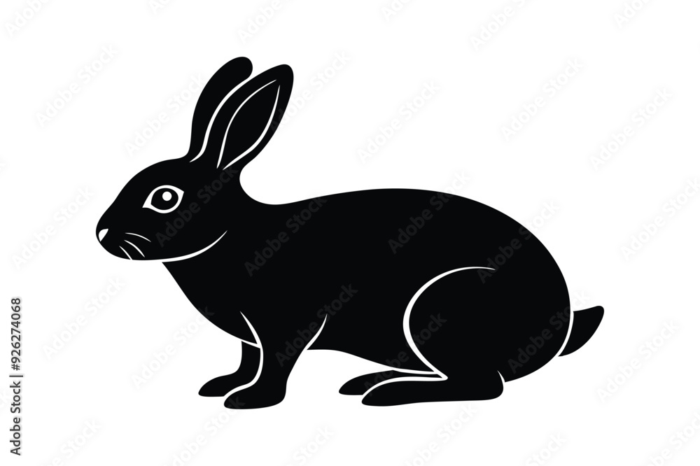 a silhouette of cute rabbit vector art illustration a silhouette of cute rabbit vector art illustration